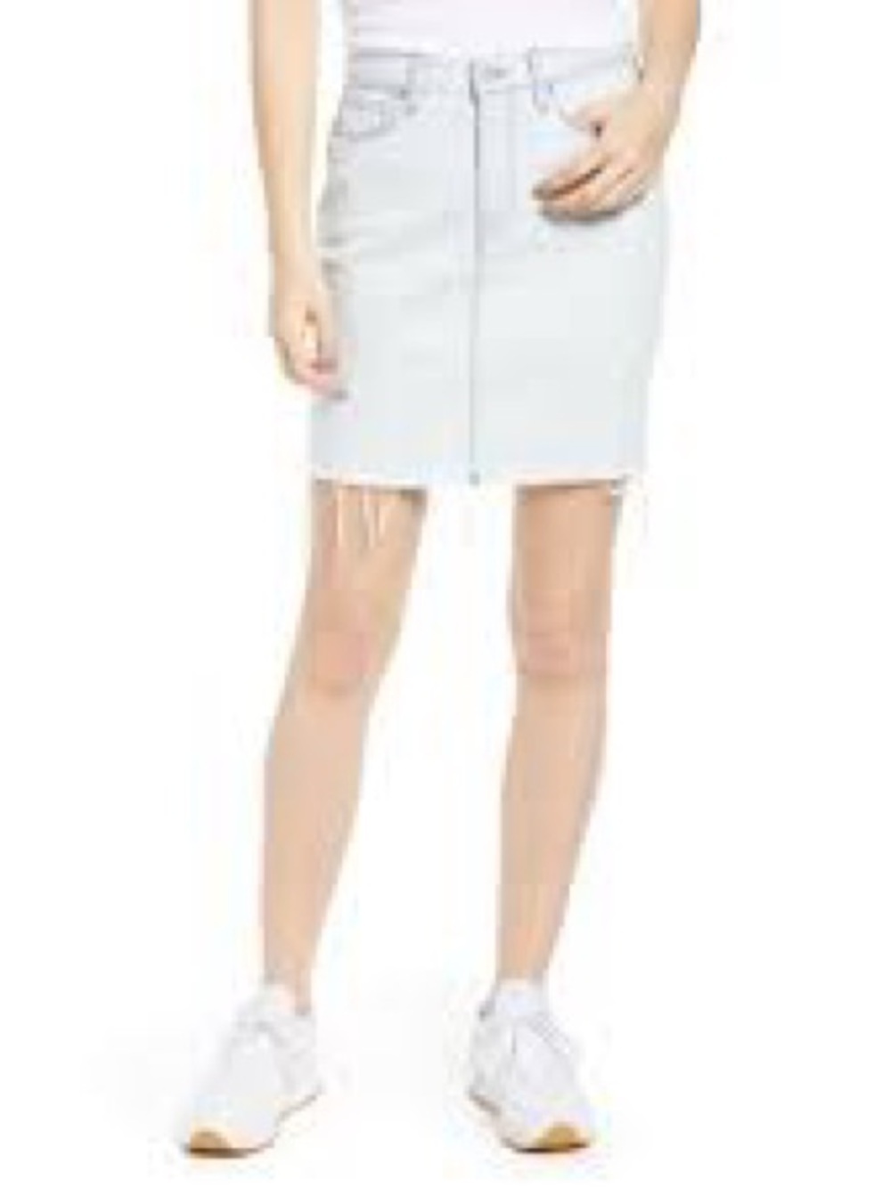 Hudson Jeans Light White Denim Mini Skirt with Raw Hem